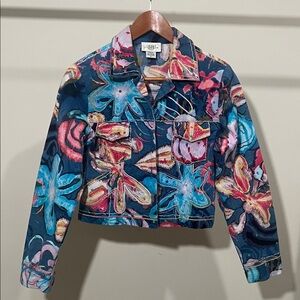 Sandy Starkman Floral Embroidered Denim Jacket - Multicolor